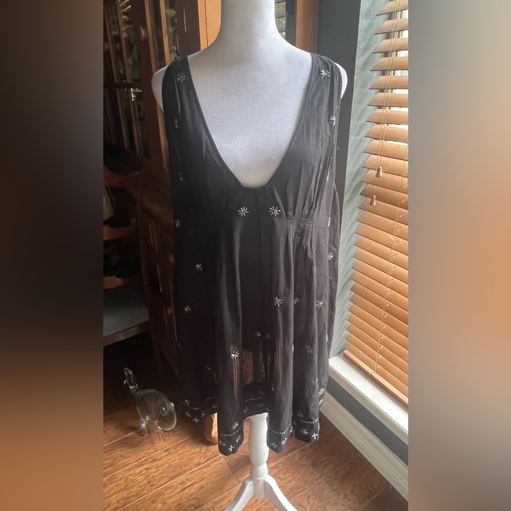 FREE PEOPLE Deep Navy Almost Black  Loungewear Minidress or Tunic Top SZ XSTP